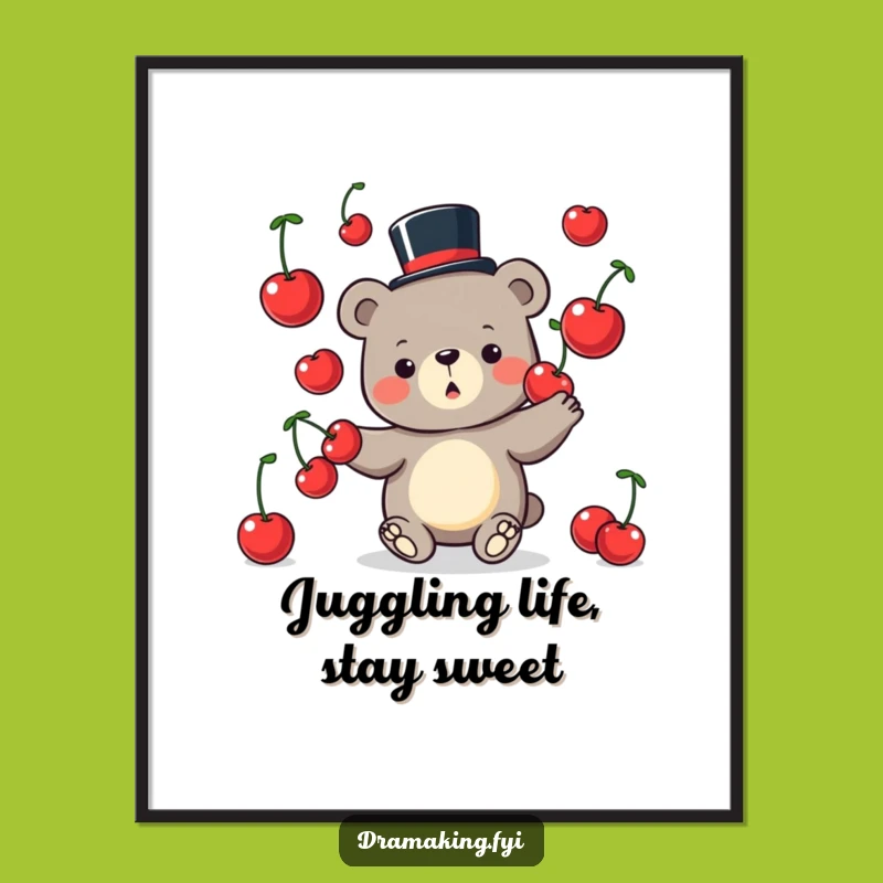 Juggling Bear Top Hat Free Printable Wall Art for a Whimsical, Playful Space!