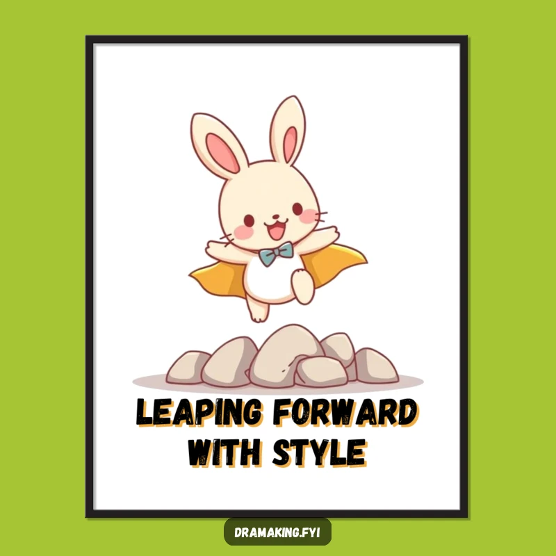 Funny Free Printable Wall Art: Super Bunny Leap - Downloadable Decor