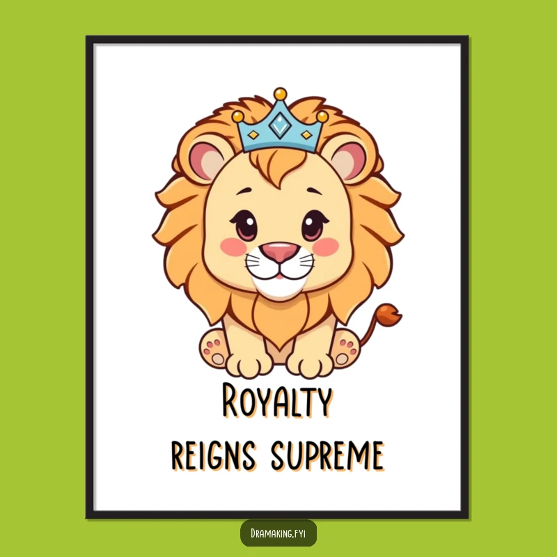 Free Printable Wall Art: Funny Lion Cub Crown for Nursery or Playroom Decor