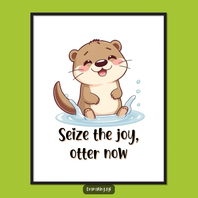 Free Printable Wall Art: Happy Otter Splashing for Playful Room Decor