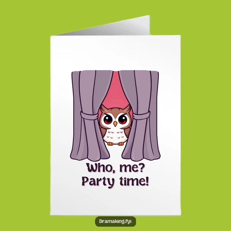 Free Printable Birthday Card: Funny Owl Peeking, Surprise Attention, Downloadable Greeting Gift
