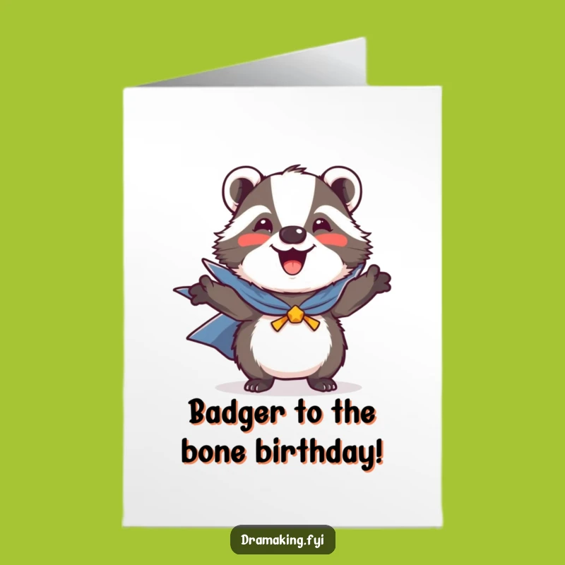 Free Printable Birthday Card: Heroic Badger Saves the Day, Funny Downloadable Gift!