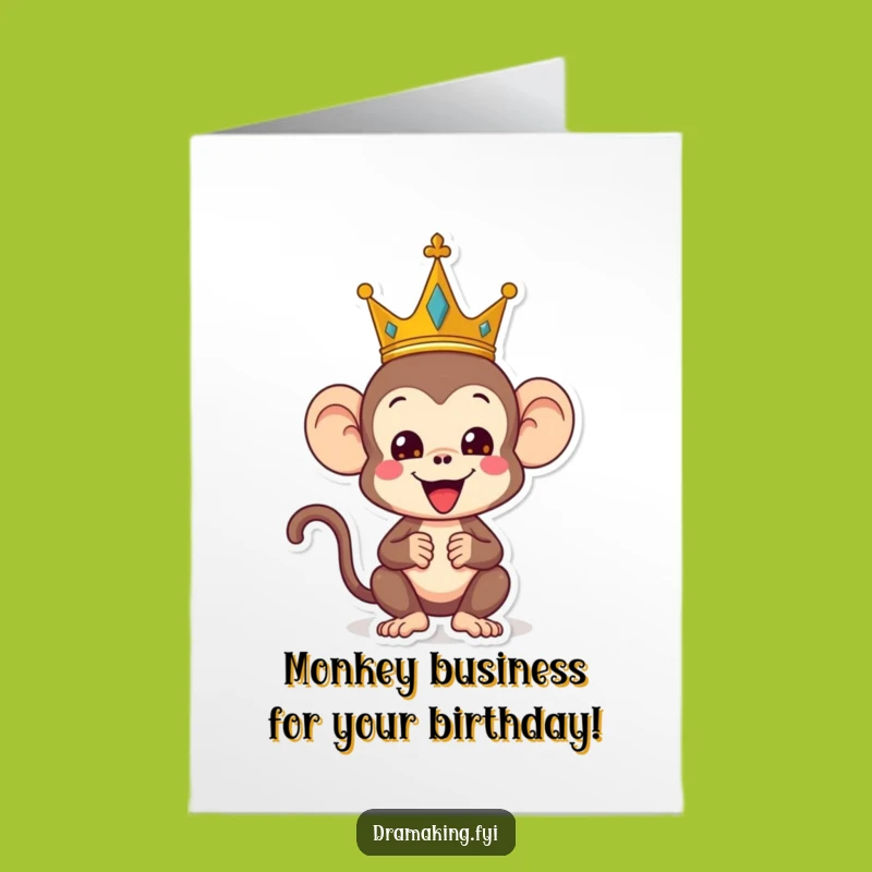 Free Printable Birthday Card: Monkey King, Funny Monkey Lover Downloadable Gift for a Royal Day