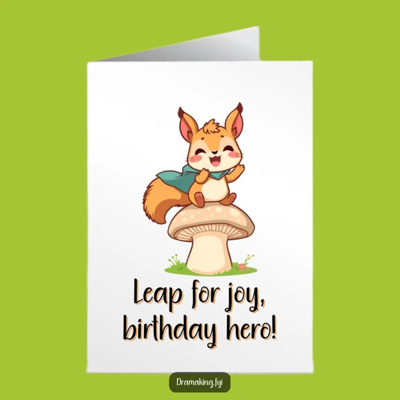 Free Printable Funny Squirrel Birthday Card: Super Leap Adventure!