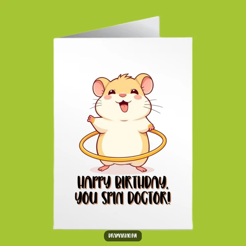 Free Printable Funny Hamster Birthday Card: Hula Hoop Fun Digital Download Gift