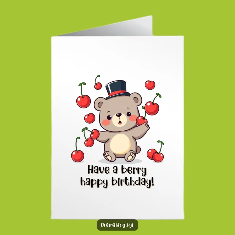 Bear's Top Hat Birthday: Free Printable Card for a Juggling, Cheerful Celebration!