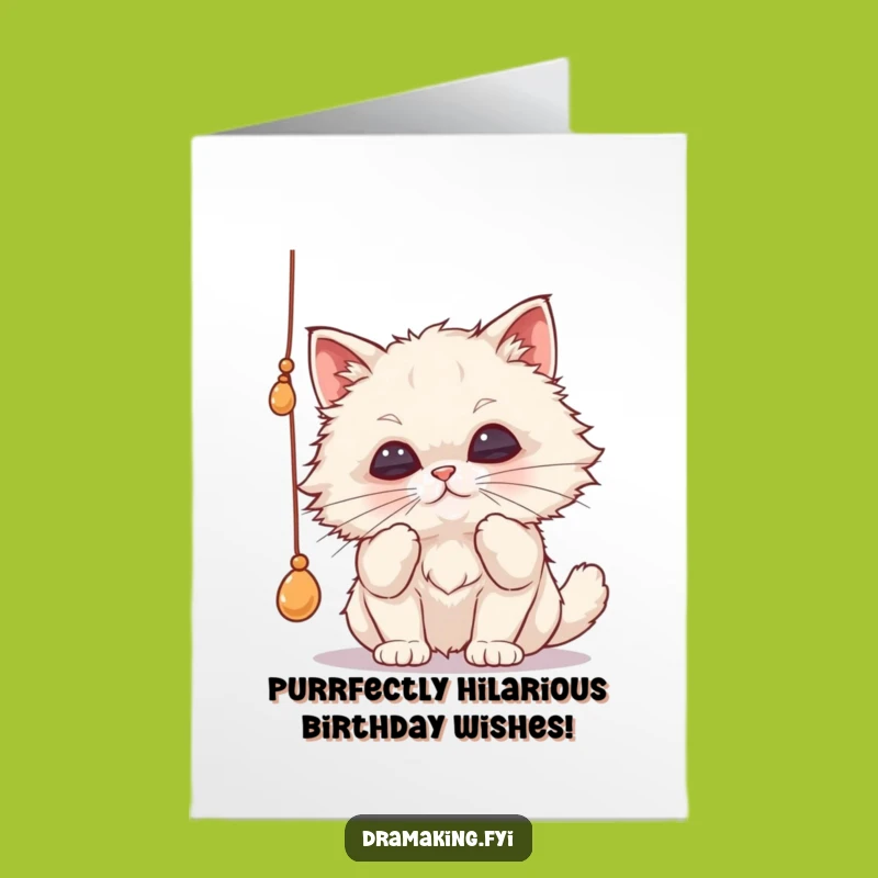 Free Printable Birthday Card: Cat vs. String - Funny Downloadable Gift