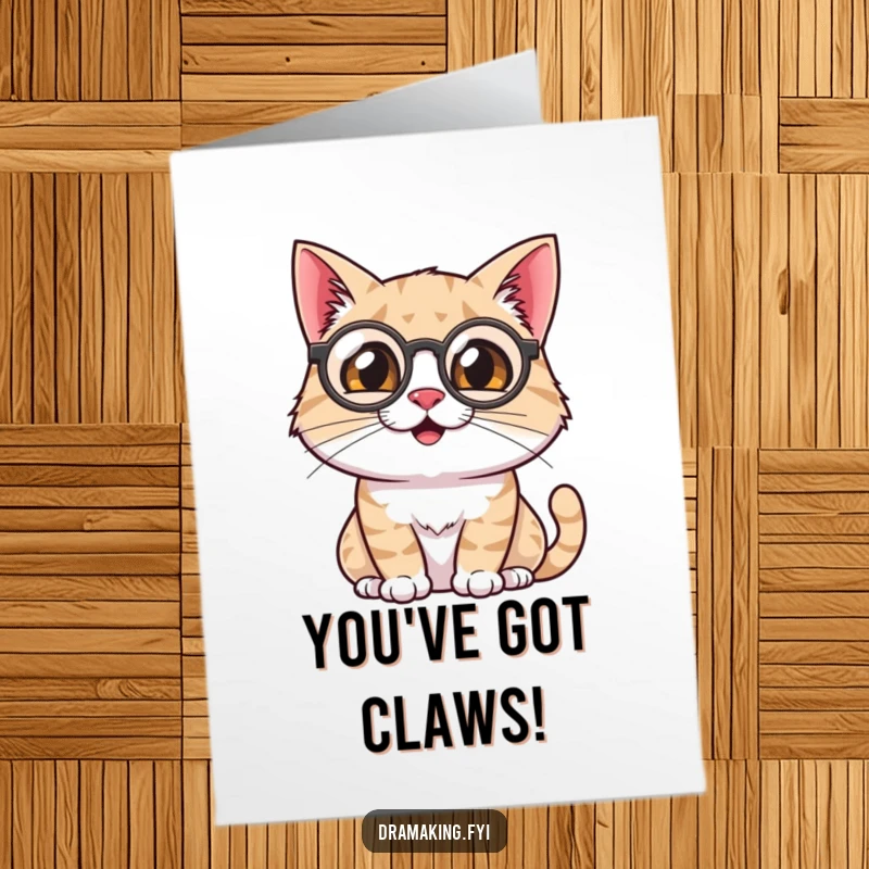 Funny Free Printable Congratulations Card: A monocled cat observes with theatrical flair, congratulating their success.