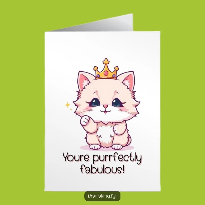 Free Printable Cat Congrats Card: Royal Crown & Sparkle Digital Download