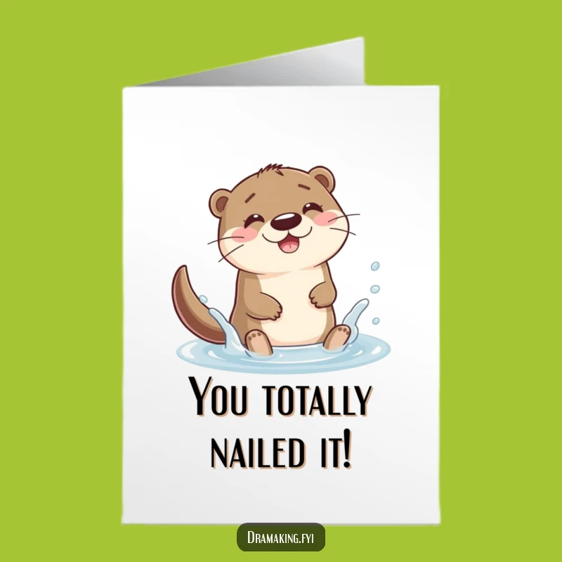 Free Printable Congrats Card: Happy Otter Splashing to Celebrate Success
