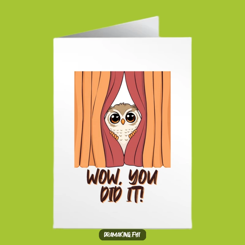 Free Printable Congrats Card: Shy Owl Peeking Funny Downloadable Gift