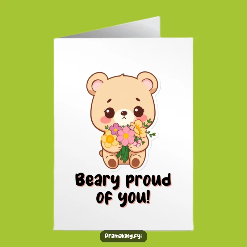 Free Printable Congrats Card: Smug Bear Blooms - Funny Downloadable Gift
