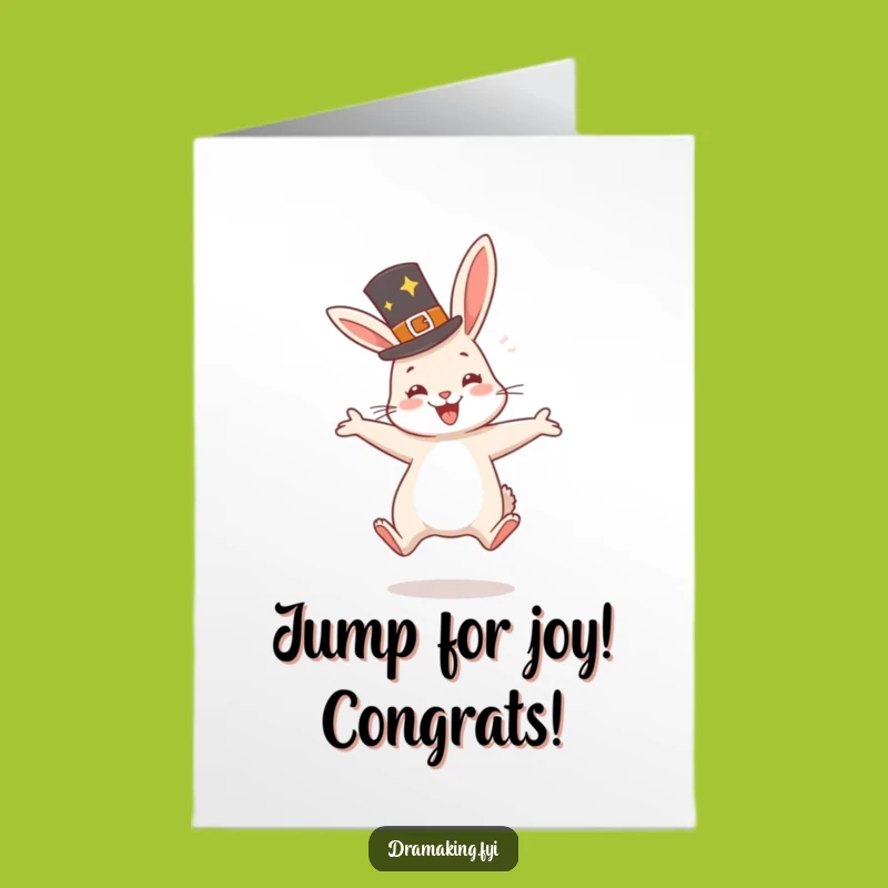 Free Printable Funny Rabbit Congrats Card: Happy Rabbit - Downloadable Gift