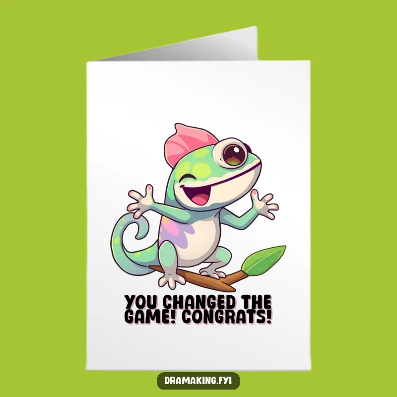 Free Printable Congrats Card: Chameleon's Colorful Win - Humorous Downloadable Gift