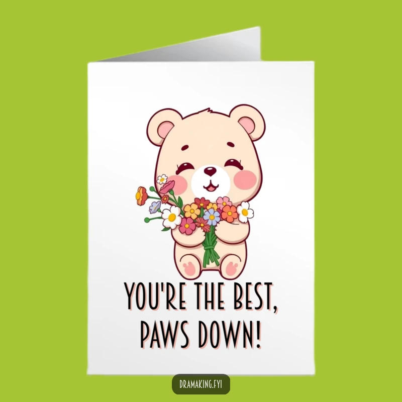 Free Printable Congrats Card: Smug Bear Flowers Funny Downloadable Gift