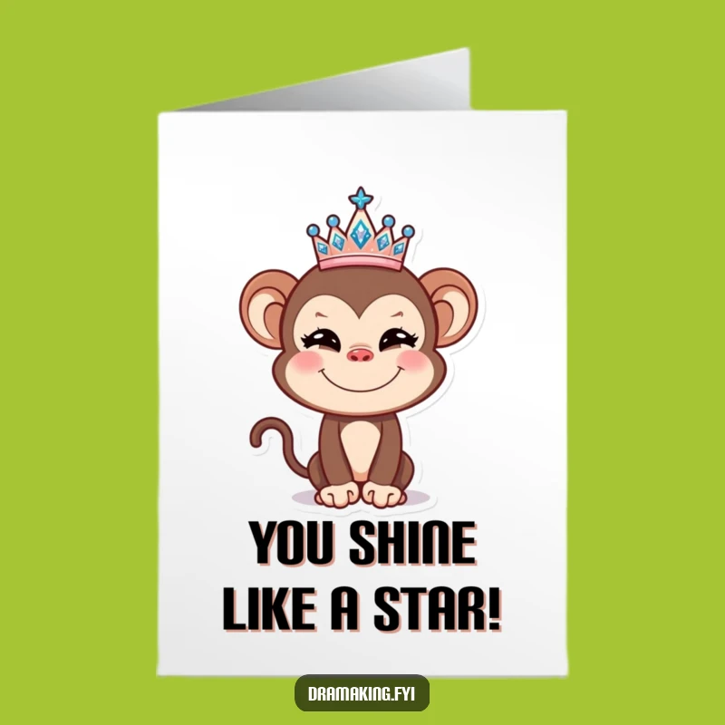 Free Printable Funny Monkey Tiara Congrats Card - Sparkly Downloadable Gift