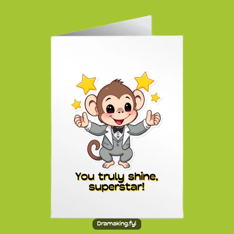 Free Printable Monkey Congrats Card: Tuxedo Juggler Stars Gift