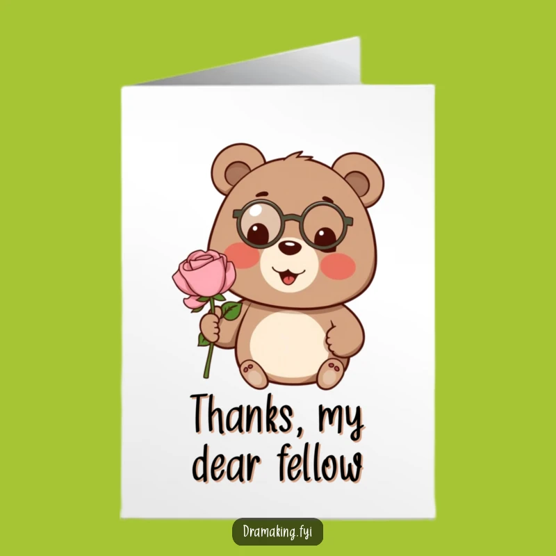 Free Printable Thank You Bear Card: Rose of Thanks Downloadable Gift