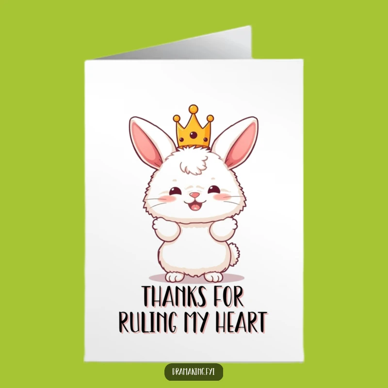Free Printable Thank You Card: Crowned Bunny, Regal Pose, Funny Downloadable Gift