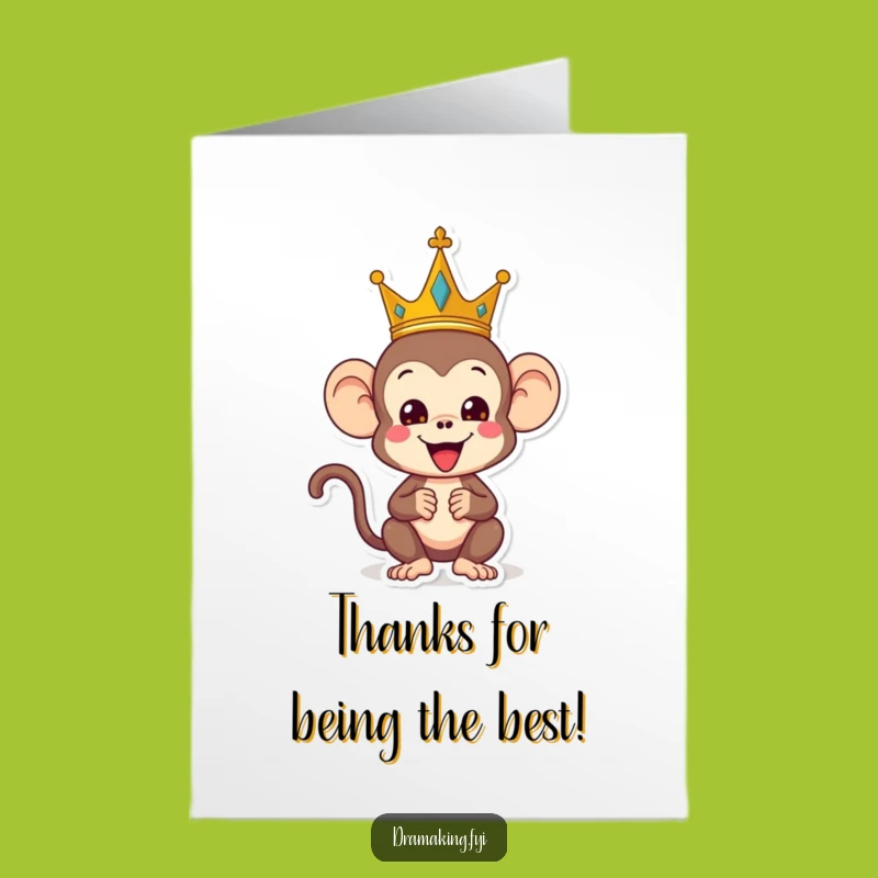 Free Printable Thank You Card: Monkey King, Funny Gratitude Downloadable Gift for Your Royal Friend
