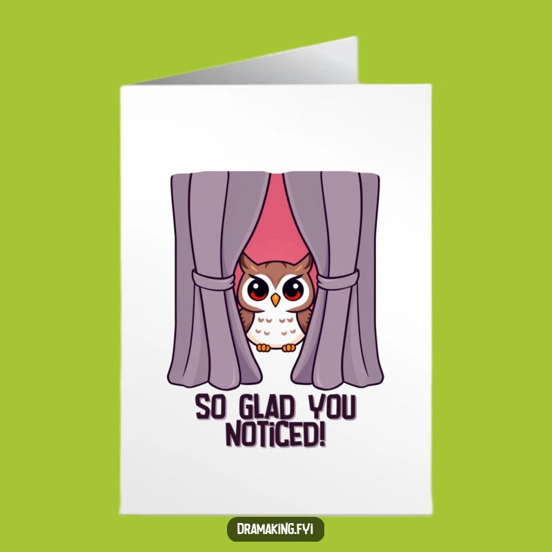 Free Printable Thank You Card: Startled Owl, Dramatic Entrance, Humorous Downloadable Gift