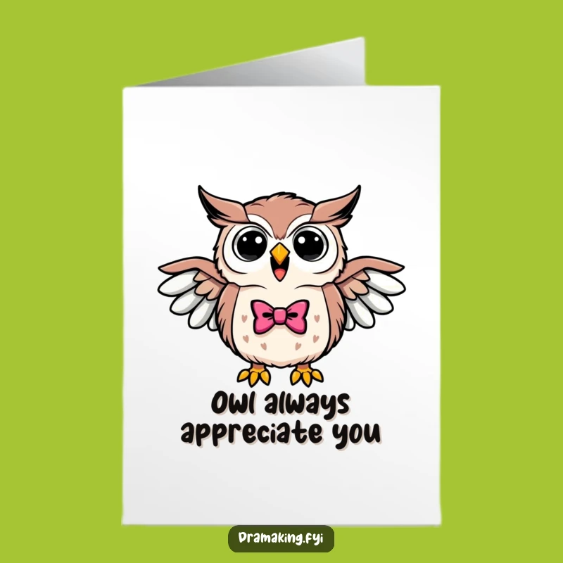 Free Printable Thank You Card: Triumphant Owl Bowtie - Loud Funny Downloadable Gift