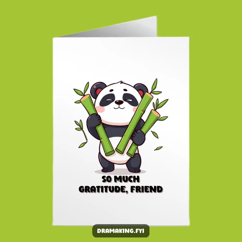Free Printable Thank You Panda Card: Bamboo Thanks Downloadable Gift