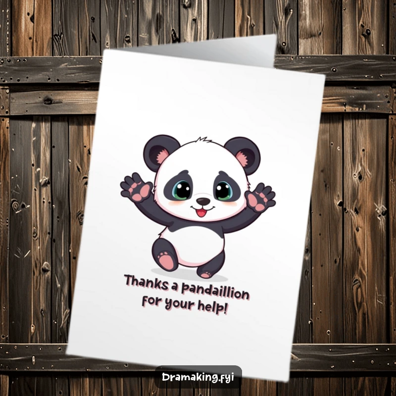 Funny Free Printable Thank You Card featuring a playful panda cub striking a pose.