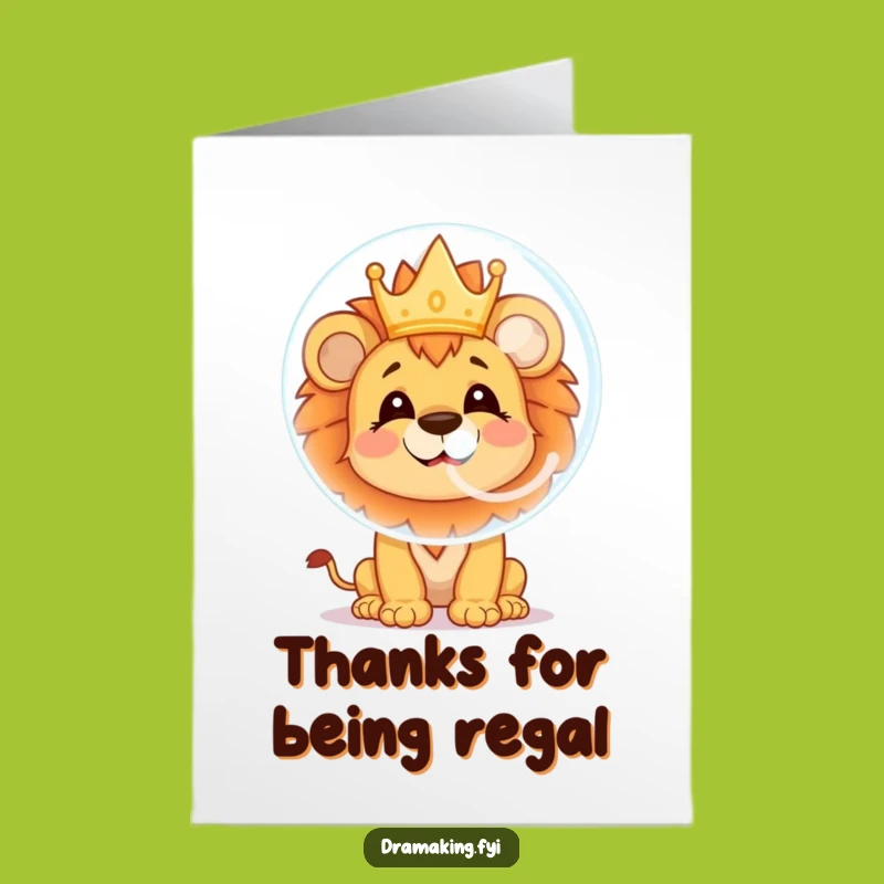 Free Printable Lion Cub Thank You Card: Crown Bubble Funny Downloadable Gift!