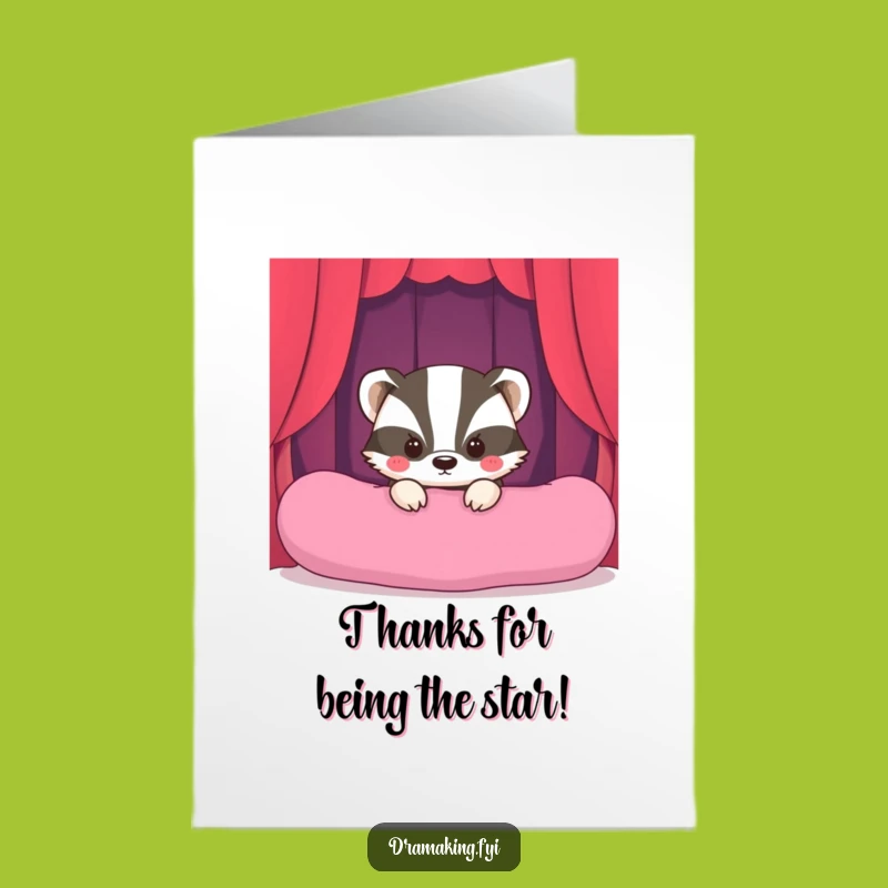 Free Printable Funny Badger Thank You Card - Shy Downloadable Gift