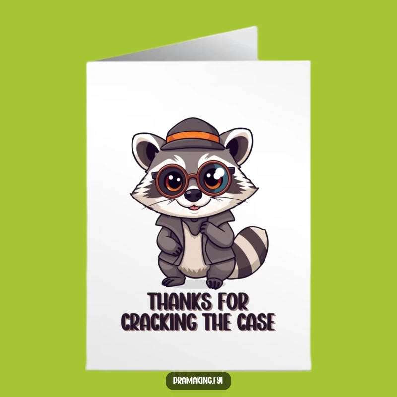 Free Printable Thank You Card: Raccoon Detective, Grateful Case, Downloadable Quirky Gift