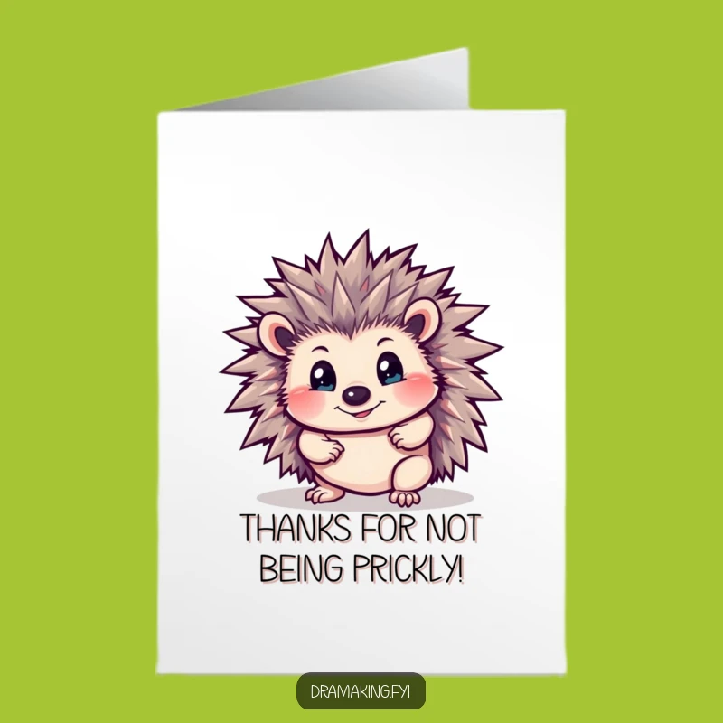 Free Printable Thank You Card: Spiky Hedgehog Gratitude - Funny Downloadable Gift