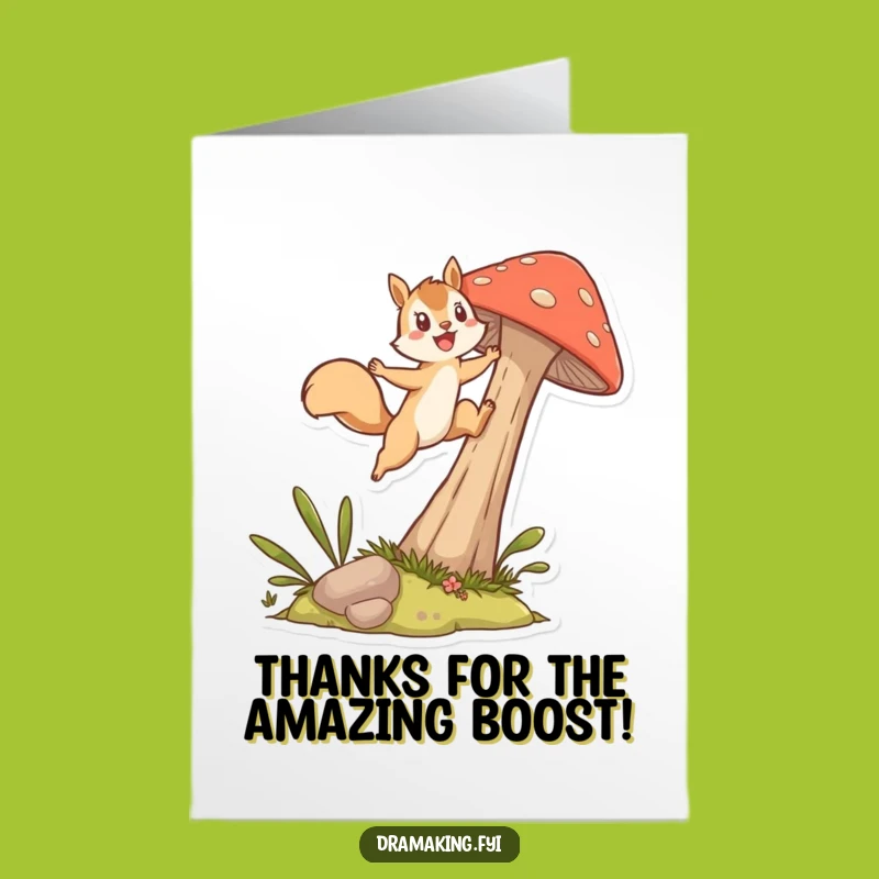 Free Printable Thank You: Squirrel Mushroom Leap - Funny Downloadable Gift
