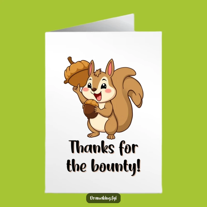 Free Printable Thank You Card: Squirrel's Acorn Prize, Theatrical Gratitude, Funny Downloadable Gift