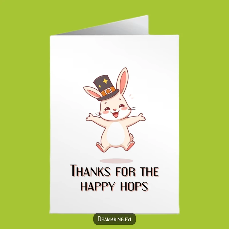 Free Printable Funny Rabbit Thank You Card: Happy Rabbit - Downloadable Gift