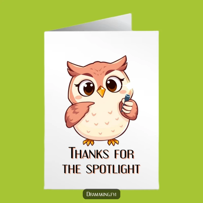 Free Printable Owl Thank You Card: Sparkling Spotlight Funny Downloadable Gift!