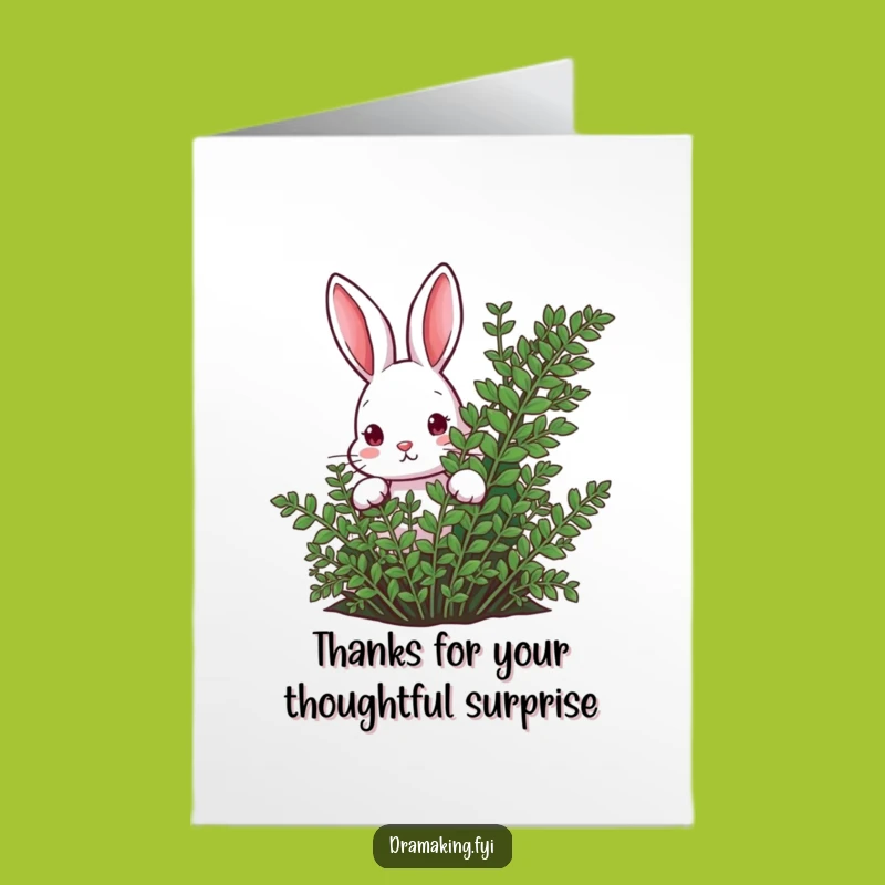 Free Printable Thank You Card: Curious Rabbit Peeking to Say Thanks