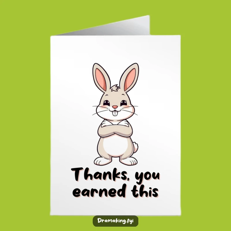 Free Printable Thank You Bunny Card: Dramatic Gratitude Pose!