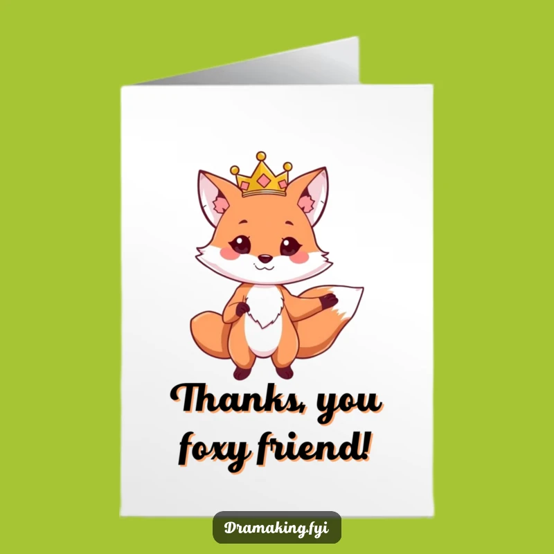 Free Printable Thank You Card: Majestic Fox - Humorous Downloadable Gift