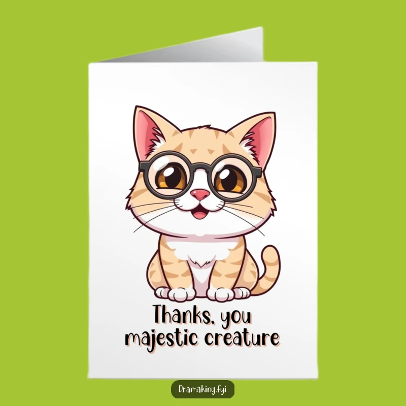 Free Printable Cat Thank You Card: Monocled Funny Downloadable Gift