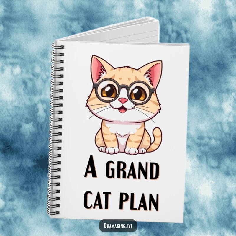 Funny Cat Notebook: A smiling cat with a monocle surveys the scene theatrically on the cover, ideal for journaling elegant thoughts.