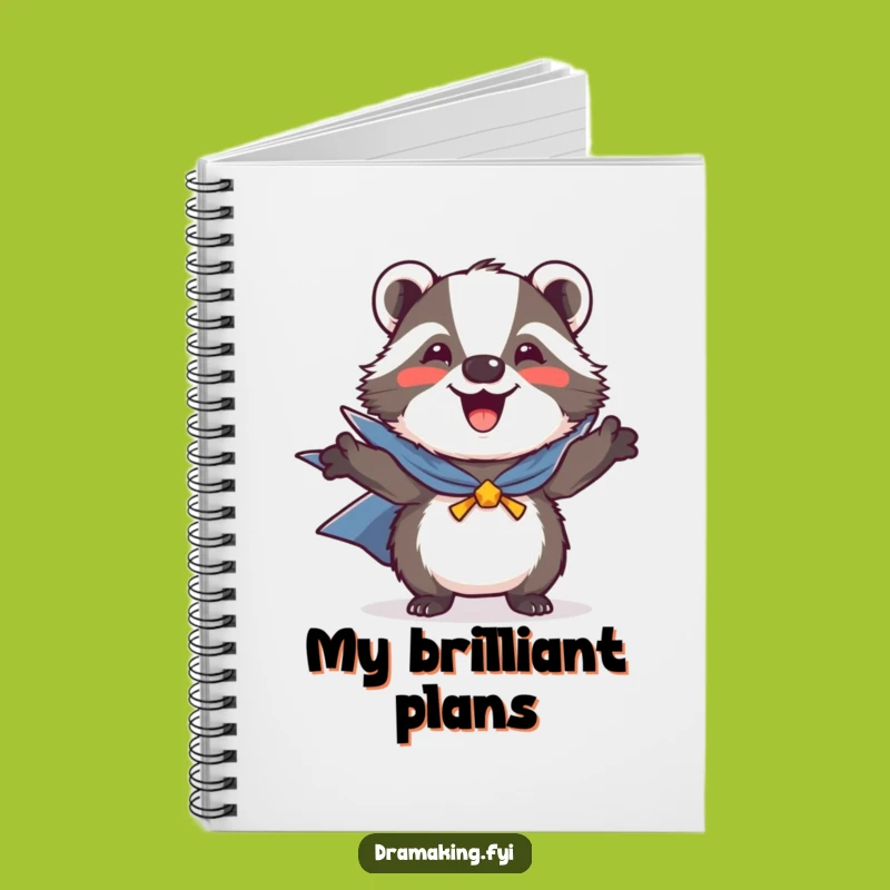 Funny Heroic Badger Notebook: Joyful Cape-Wearing Friend for Jotting Down Ideas