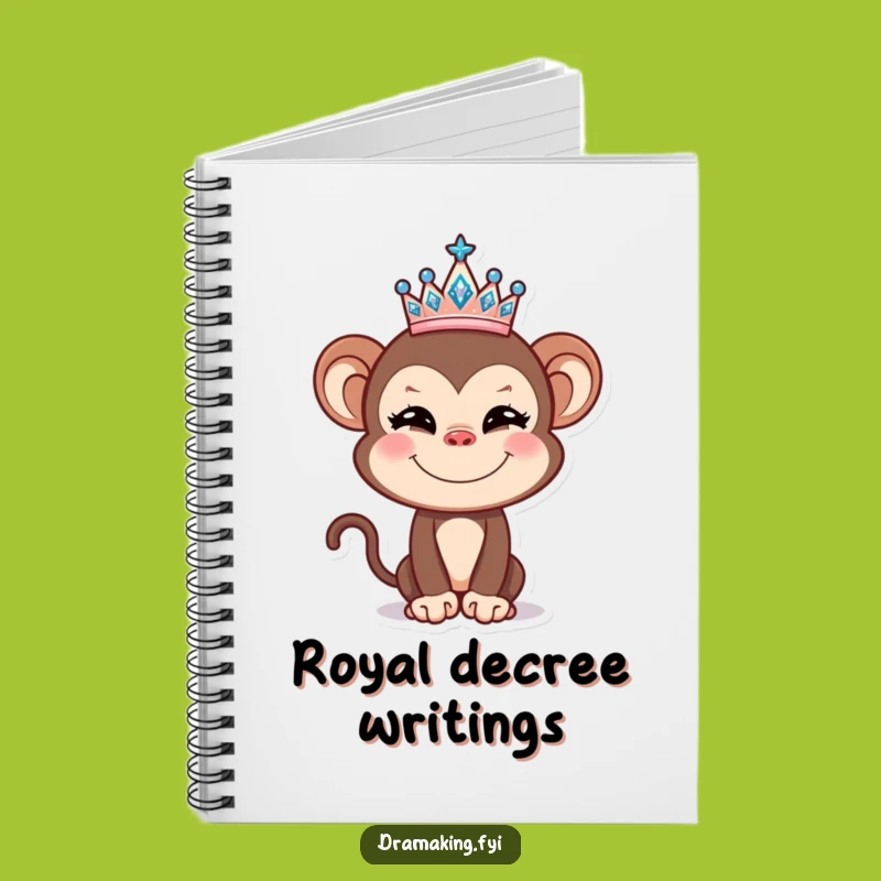 Funny Monkey Tiara Notebook: Jot Down Ideas with Royal Mischief and Humor
