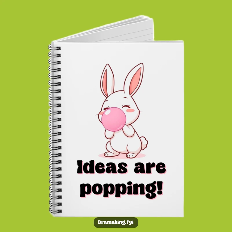 Funny Rabbit Blowing Bubblegum Notebook - Jot Down Ideas with a Smile