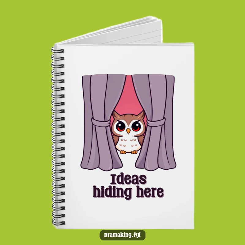 Funny Owl Peeking Curtain Notebook - Jot Down Ideas with Humorous Surprise