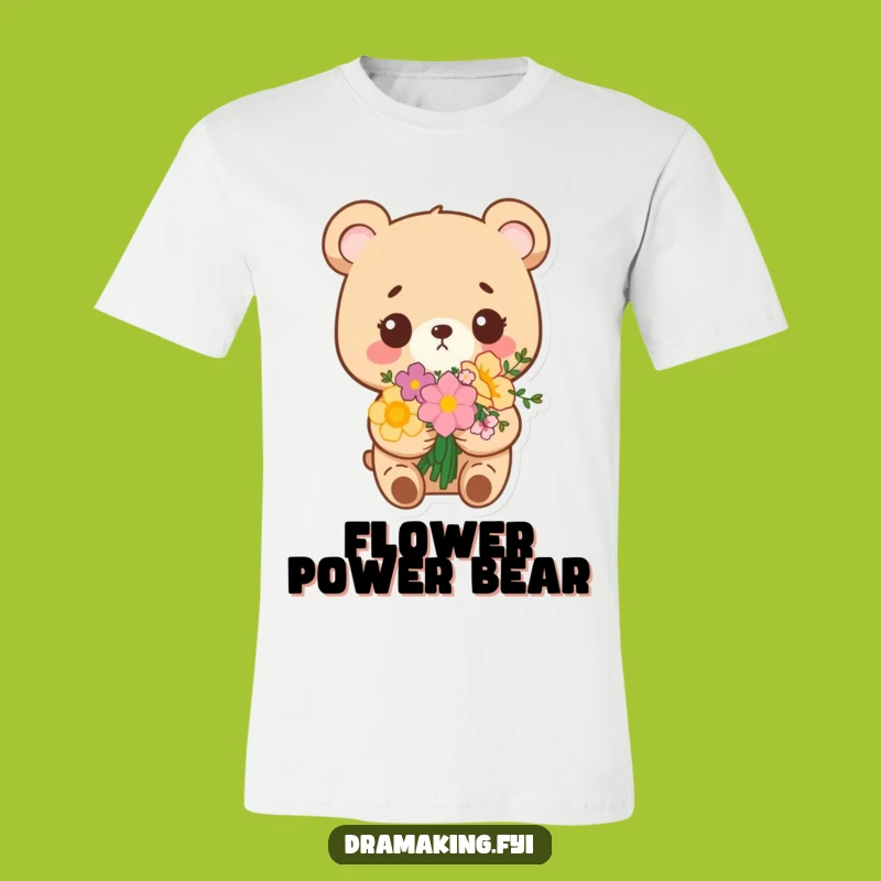 Funny Bear Bouquet T-Shirt: Smug Flower Bear Tee, Adorable & Hilarious Gift!