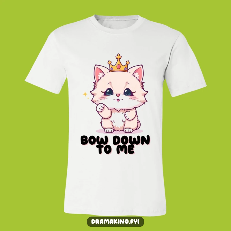 Funny Royal Cat Crown Shirt: Majestic Feline Pointing Tee