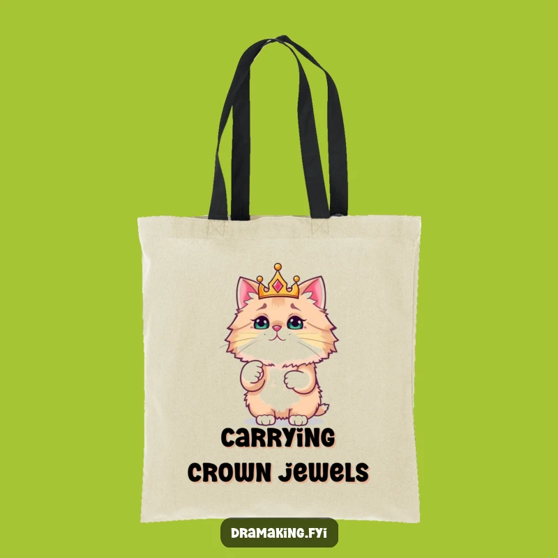 Funny Crowned Cat Tote Bag: Stylish & Humorous Feline Accessory Gift