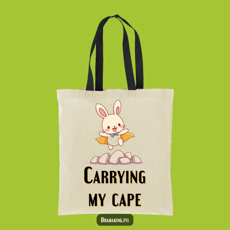 Funny Bunny Hero Tote Bag: Leaping Cape Bunny Accessory, Adorable & Practical Gift!