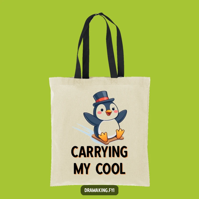 Funny Penguin Top Hat Tote Bag: Chic & Hilarious Carryall, Ideal Funny Gift!